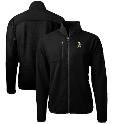 Veste polaire à fermeture éclair intégrale pour homme Cutter & Buck Black Green Bay Packers Cascade Eco Sherpa Big Tall