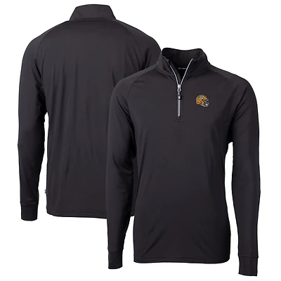 Pull-over zippé quart de tour en tricot extensible recyclé et pour homme, Cutter & Buck, noir, des Packers Green Bay