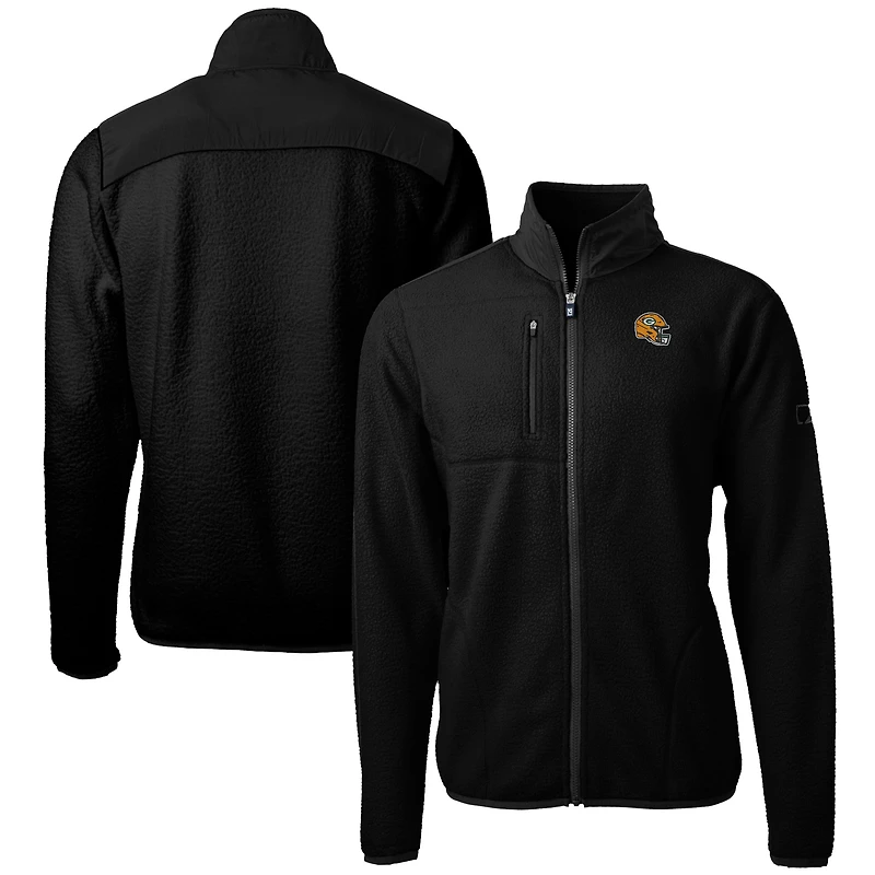 Veste polaire entièrement zippée en sherpa écologique Cascade pour homme Cutter & Buck Black Green Bay Packers