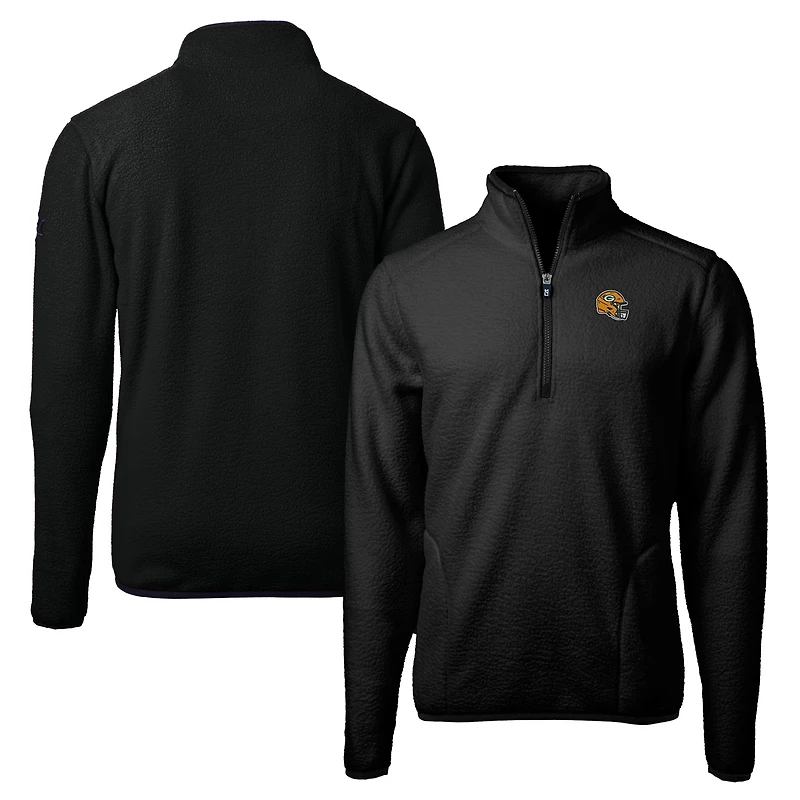 Veste polaire à fermeture éclair quart de tour pour homme, modèle Cascade Eco Sherpa, coupe-vent et buck, noir, des Green Bay Packers