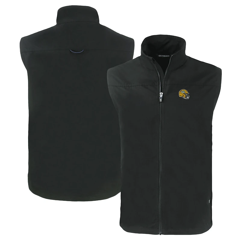 Gilet zippé intégral en tissu recyclé Charter Eco pour homme, modèle Cutter & Buck Black Green Bay Packers