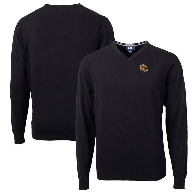 Pull à col en V noir pour homme, Cutter & Buck, avec logo des Packers de Green Bay, Lakemont Tri-Blend