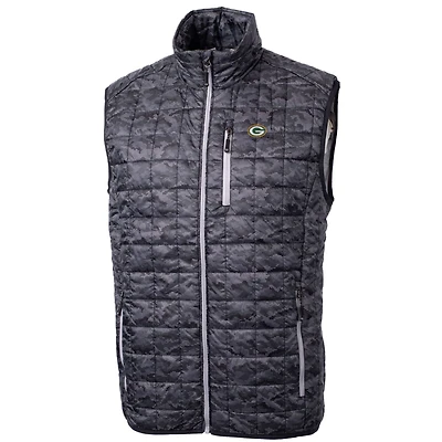 Gilet matelassé entièrement zippé imprimé Rainier des Packers de Green Bay pour homme, Cutter & Buck, noir