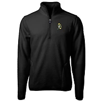 Men's Cutter & Buck Black Green Bay Packers Throwback Eco Sherpa Fleece Quarter-Zip Pullover Jacket