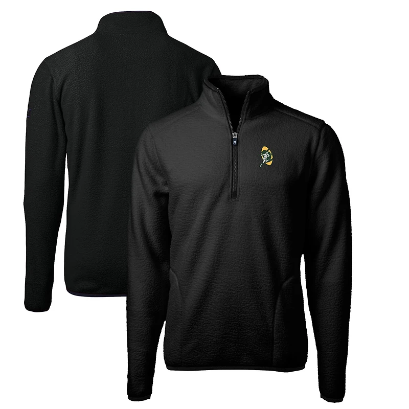 Veste polaire Sherpa écologique noire à fermeture éclair quart de tour pour homme Cutter & Buck des Green Bay Packers