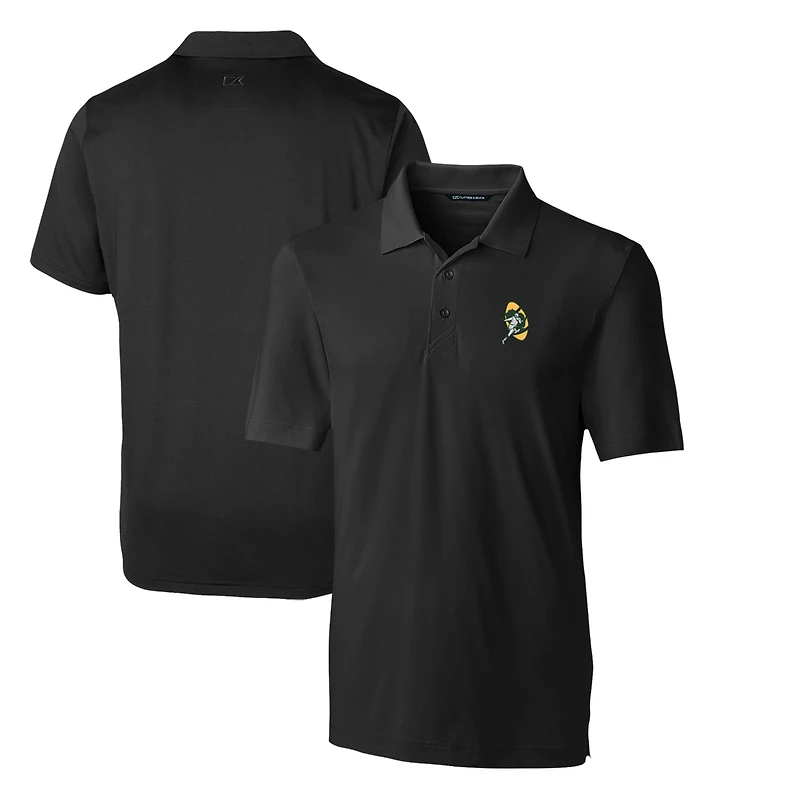 Polo stretch Cutter & Buck noir Green Bay Packers pour homme, grandes tailles, avec logo rétro.