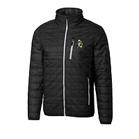 Men's Cutter & Buck Black Green Bay Packers Throwback Logo Big Tall Rainier Eco Insulated Full-Zip Puffer Jacket