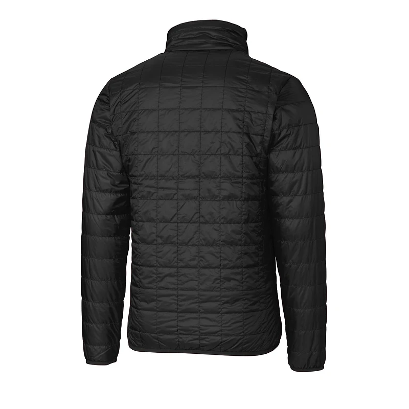 Men's Cutter & Buck Black Green Bay Packers Throwback Logo Big Tall Rainier Eco Insulated Full-Zip Puffer Jacket