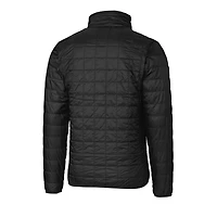 Men's Cutter & Buck Black Green Bay Packers Throwback Logo Big Tall Rainier Eco Insulated Full-Zip Puffer Jacket