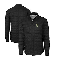 Men's Cutter & Buck Black Green Bay Packers Throwback Logo Big Tall Rainier PrimaLoft Eco Insulated Quilted Button-Up Shacket