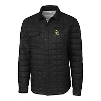 Men's Cutter & Buck Black Green Bay Packers Throwback Logo Big Tall Rainier PrimaLoft Eco Insulated Quilted Button-Up Shacket
