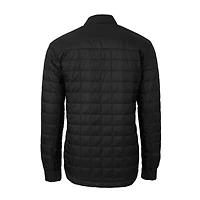 Men's Cutter & Buck Black Green Bay Packers Throwback Logo Big Tall Rainier PrimaLoft Eco Insulated Quilted Button-Up Shacket