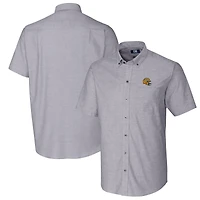 Chemise boutonnée à manches courtes en tissu Oxford extensible pour homme, couleur anthracite, avec logo des Green Bay Packers.