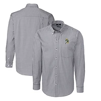 Chemise boutonnée à manches longues pour homme, couleur anthracite, avec logo rétro des Green Bay Packers, facile d'entretien, extensible, vichy, grande taille