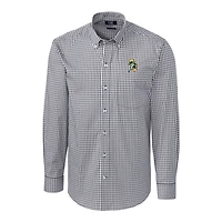 Chemise boutonnée à manches longues pour homme, couleur anthracite, avec logo rétro des Green Bay Packers, facile d'entretien, extensible, vichy, grande taille