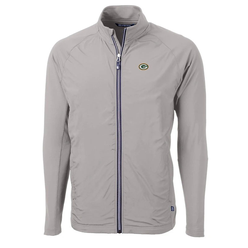 Men's Cutter & Buck Gray Green Bay Packers Big Tall Adapt Eco Knit Full-Zip Raglan Jacket