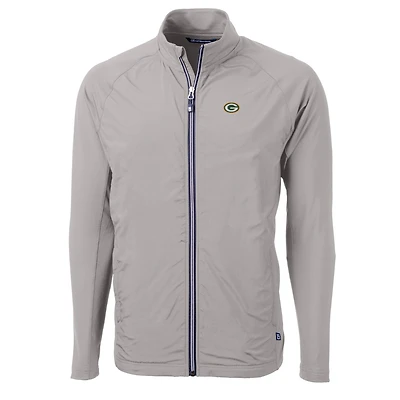 Men's Cutter & Buck Gray Green Bay Packers Big Tall Adapt Eco Knit Full-Zip Raglan Jacket