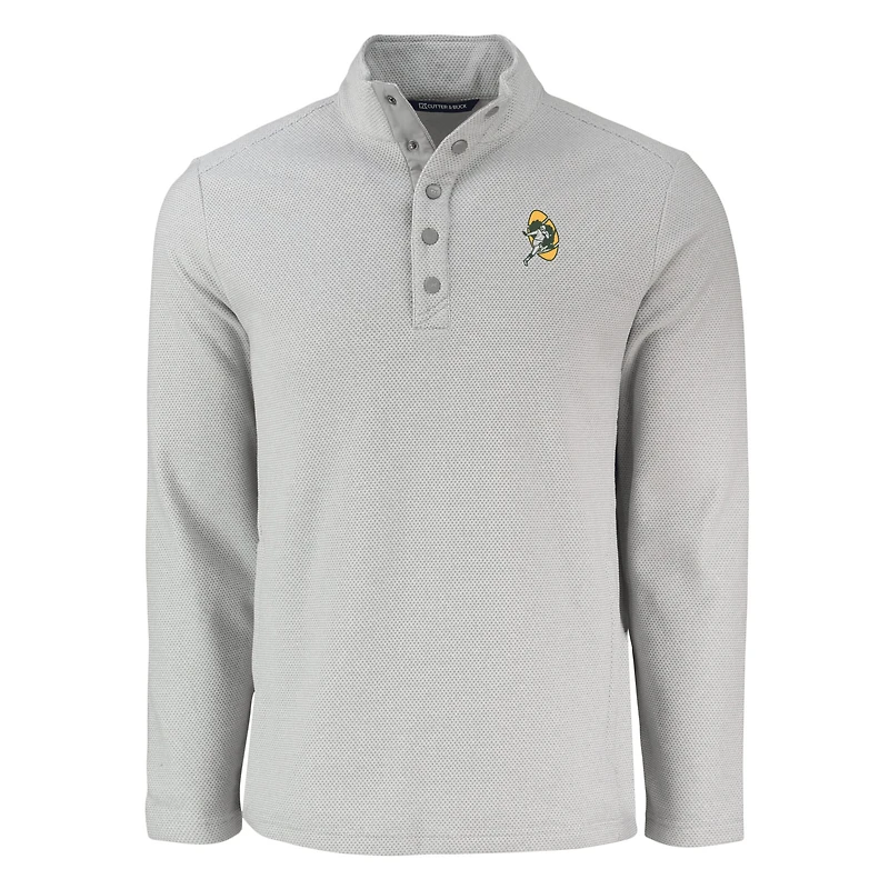 Sweat-shirt à demi-pression en polaire recyclée texturée Hunts Point des Packers de Green Bay pour homme, gris Cutter & Buck