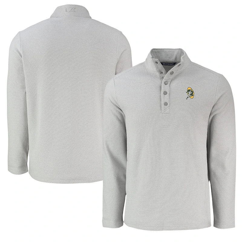 Sweat-shirt à demi-pression en polaire recyclée texturée Hunts Point des Packers de Green Bay pour homme, gris Cutter & Buck