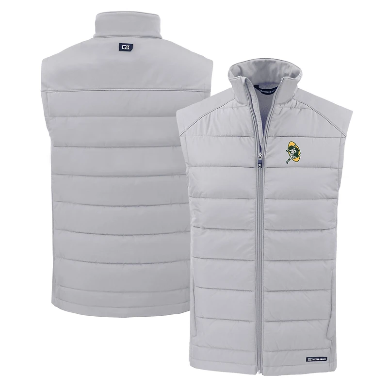 Gilet zippé hybride écologique et souple recyclé pour homme, coupeur Buck, gris, des Green Bay Packers