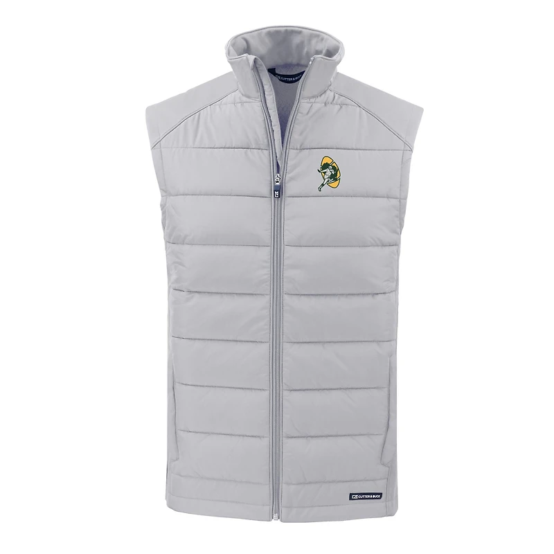Gilet zippé hybride écologique et souple recyclé pour homme, coupeur Buck, gris, des Green Bay Packers