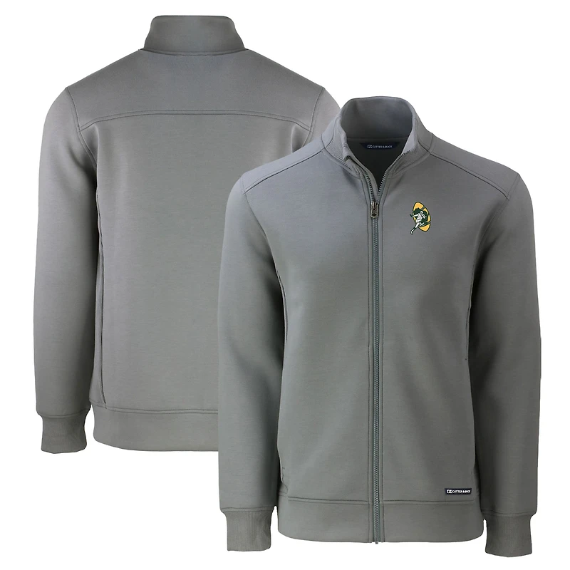 Veste zippée intégrale recyclée pour homme Cutter & Buck Grey des Green Bay Packers Throwback Roam Eco