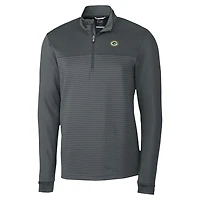 Haut zippé quart de zip extensible DryTec à rayures Traverse pour homme, gris Cutter & Buck des Green Bay Packers