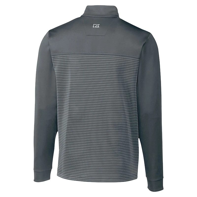 Haut zippé quart de zip extensible DryTec à rayures Traverse pour homme, gris Cutter & Buck des Green Bay Packers