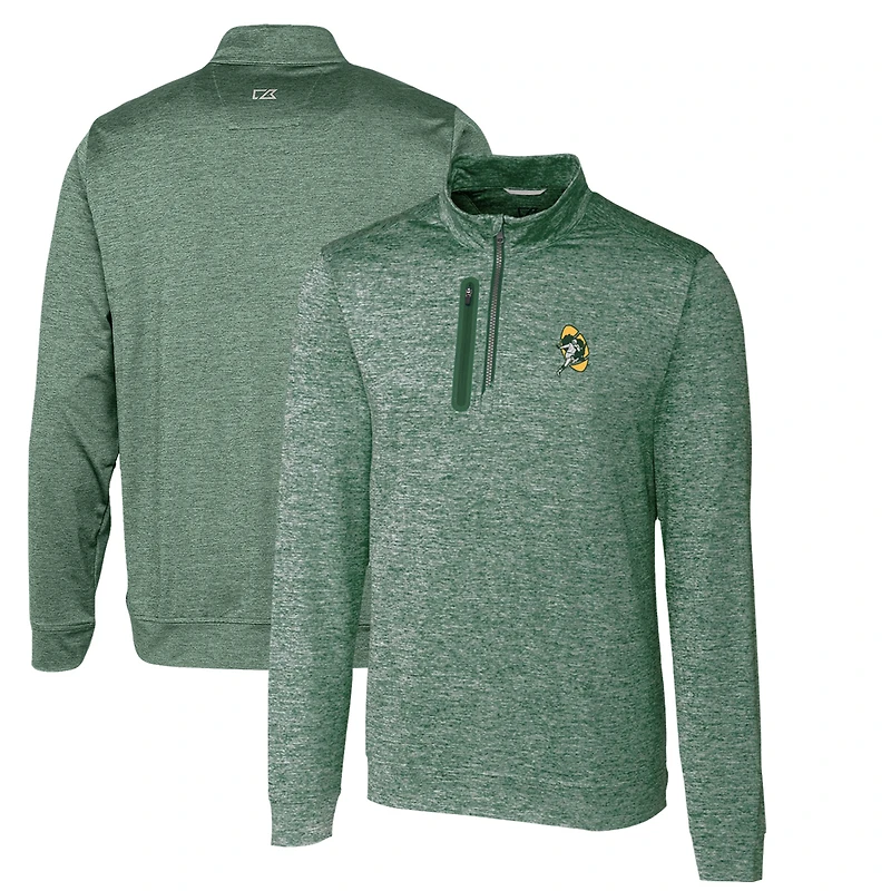 Pull zippé quart de tour pour homme, vert, avec logo rétro Stealth Heathered des Packers Green Bay
