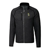 Men's Cutter & Buck Heather Charcoal Green Bay Packers Throwback Logo Mainsail Sweater-Knit Big Tall Full-Zip Pullover Jacket
