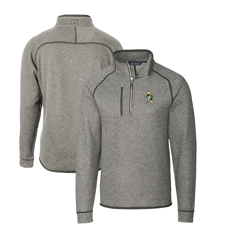 Pull-over en tricot à demi-fermeture éclair pour homme, gris chiné, Cutter & Buck, des Green Bay Packers, taille grande et
