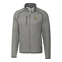 Men's Cutter & Buck Heather Gray Green Bay Packers Throwback Logo Mainsail Sweater-Knit Full-Zip Jacket