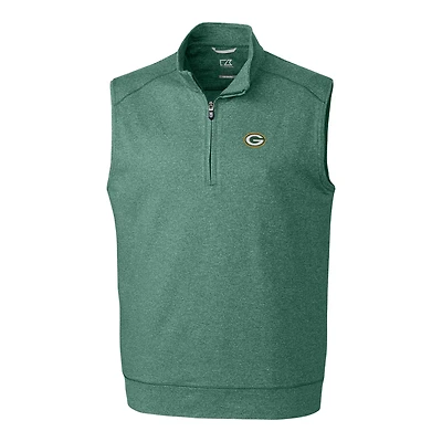 Men's Cutter & Buck Heather Green Bay Packers Big Tall Shoreline Vest