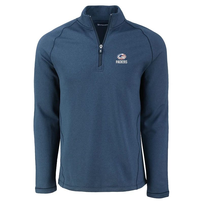 Veste polaire recyclée à trois couches Peshastin Eco Fleece pour homme, coupe-vent et chiné bleu marine des Green Bay Packers, avec fermeture éclair quart de tour