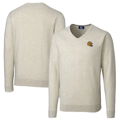 Pull à col en V mélange tri-mélange Lakemont pour homme, Cutter & Buck, Oatmeal, Green Bay Packers
