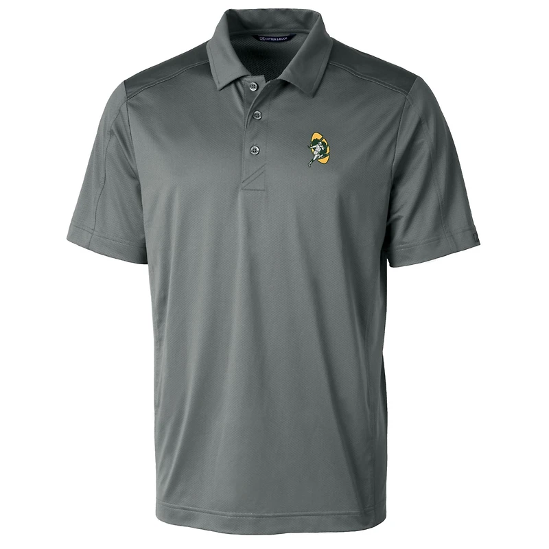 Polo extensible texturé pour homme Cutter & Buck Steel Green Bay Packers Throwback Logo Big Tall Prospect