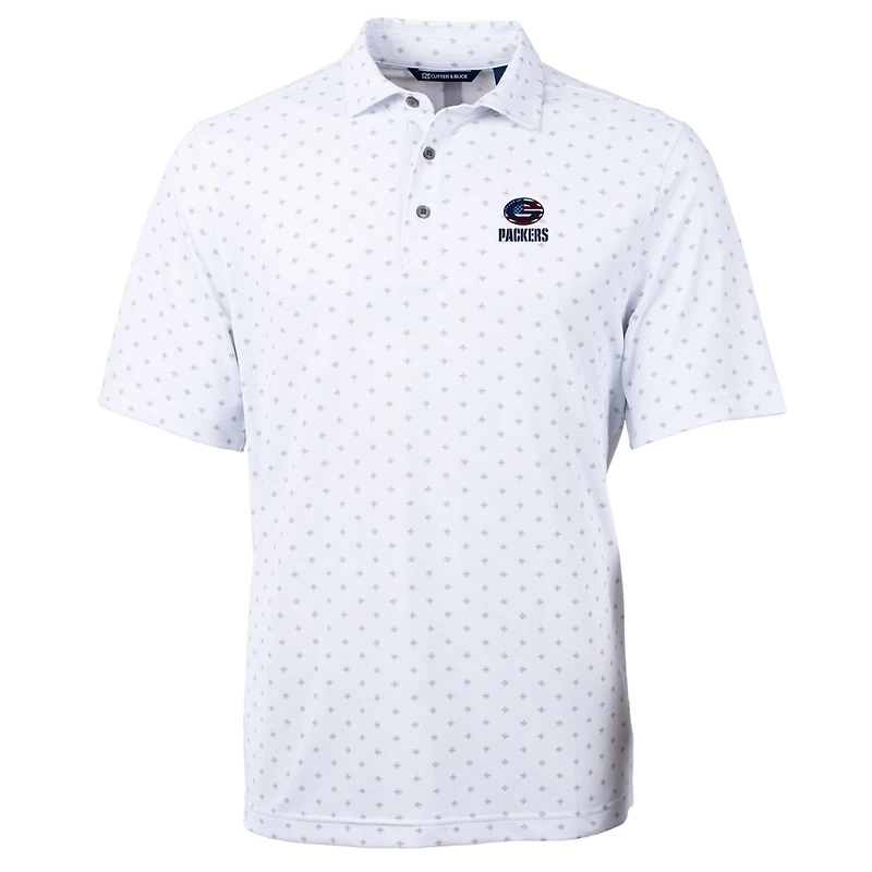 Polo recyclé à imprimé carreaux et piqué écologique pour homme, blanc, Cutter & Buck, des Packers de Green Bay, taille grande