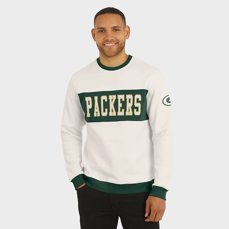 Men's Darius Rucker Collection by Fanatics  Cream Green Bay Packers Colorblock Crewneck Sweatshirt
