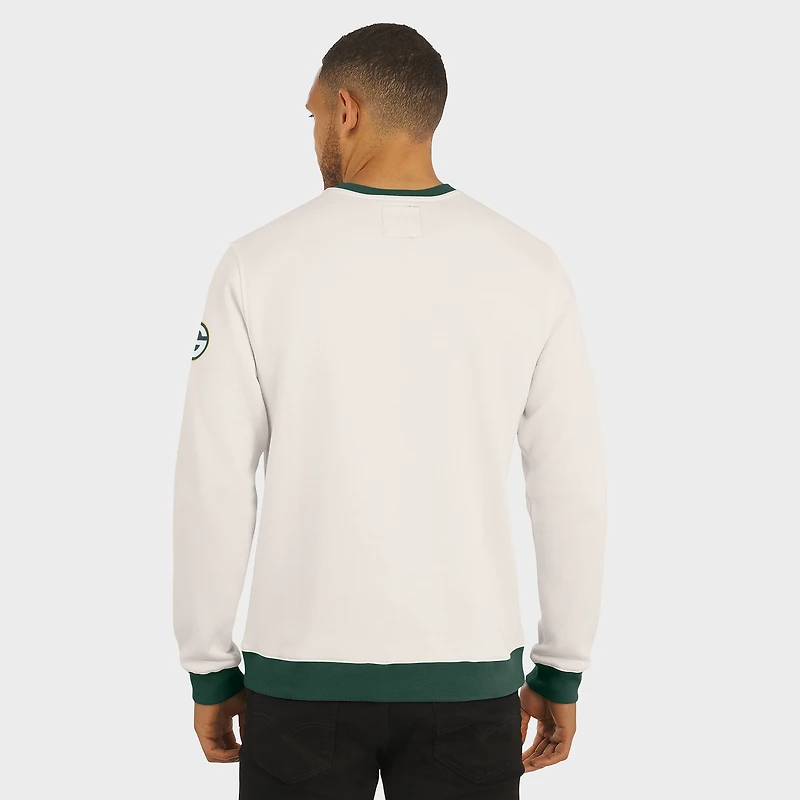 Men's Darius Rucker Collection by Fanatics  Cream Green Bay Packers Colorblock Crewneck Sweatshirt