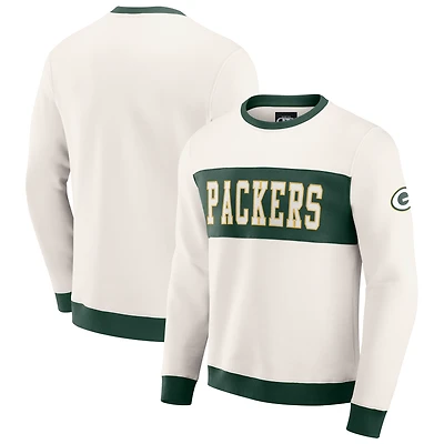 Men's Darius Rucker Collection by Fanatics  Cream Green Bay Packers Colorblock Crewneck Sweatshirt