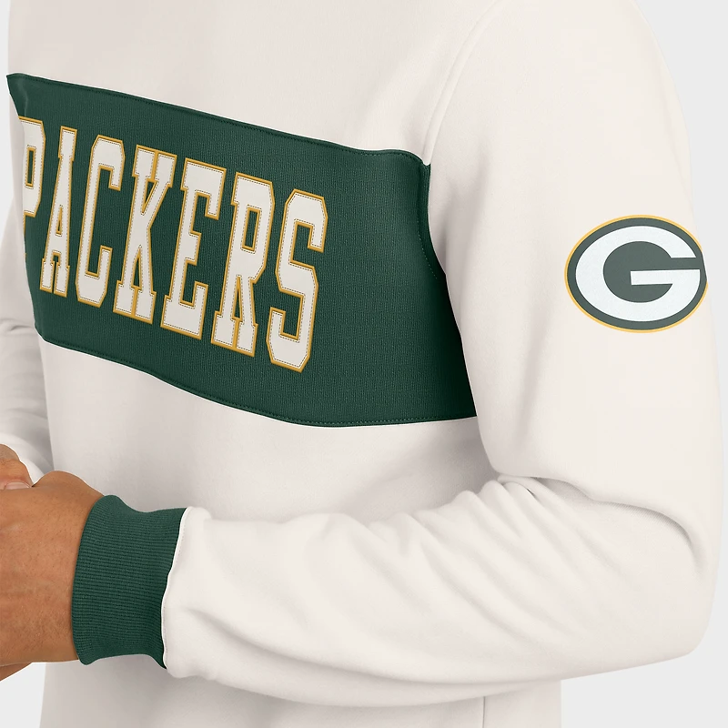 Men's Darius Rucker Collection by Fanatics  Cream Green Bay Packers Colorblock Pullover Sweatshirt
