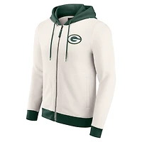 Men's Darius Rucker Collection by Fanatics Cream Green Bay Packers Distressed Graphics Full-Zip Hoodie