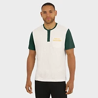 Men's Darius Rucker Collection by Fanatics Cream Green Bay Packers Henley Colorblock Slub Pocket T-Shirt