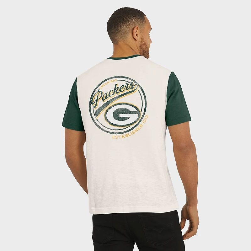 T-shirt Henley Colorblock flammé à poche crème pour homme de la collection Darius Rucker par Fanatics des Green Bay Packers