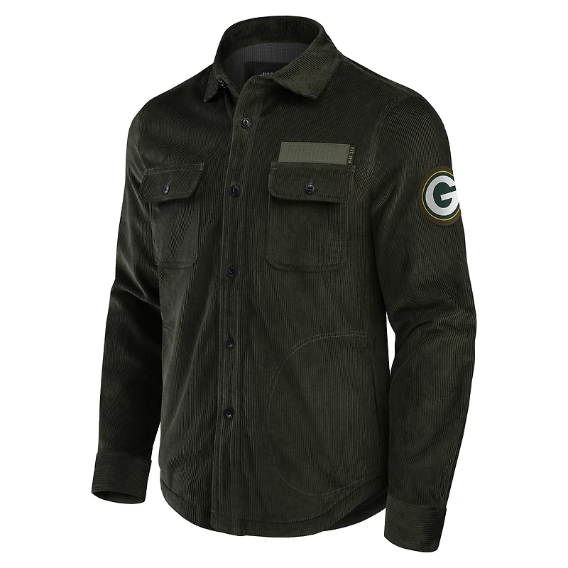 Men's Darius Rucker Collection by Fanatics Dark Green Bay Packers Corduroy Full-Button Shacket
