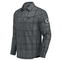 Men's Darius Rucker Collection by Fanatics Gray Green Bay Packers Micro Corduroy Plaid Button Up Shirt