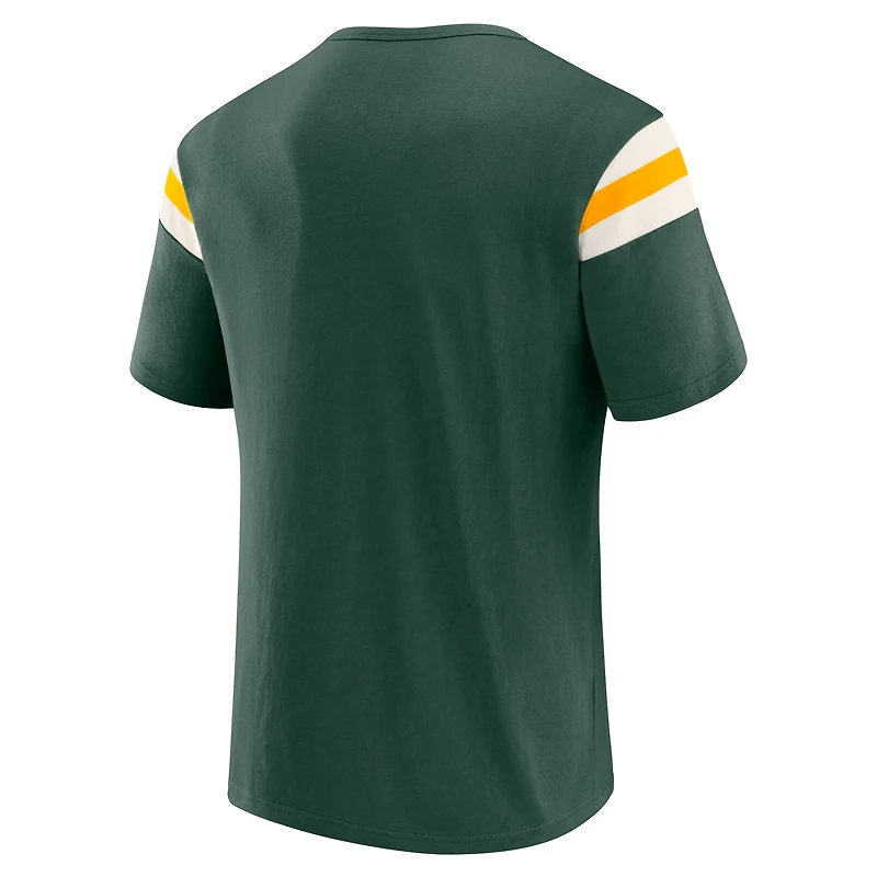 Men's Darius Rucker Collection by Fanatics Green Bay Packers Football Stripe Sleeve T-Shirt