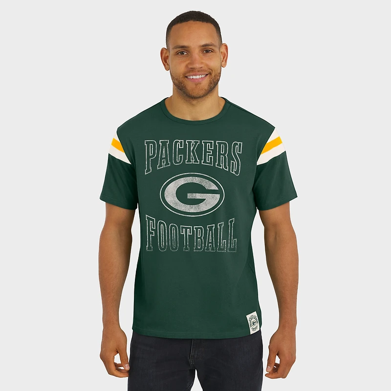 Men's Darius Rucker Collection by Fanatics  Green Bay Packers Football Stripe Sleeve T-Shirt