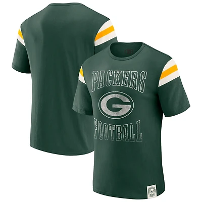 T-shirt de football à manches rayées pour homme, collection Darius Rucker par Fanatics, vert, des Packers Green Bay