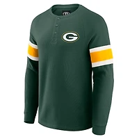 T-shirt Henley à manches longues raglan en tricot gaufré pour homme de la collection Darius Rucker par Fanatics Green des Bay Packers